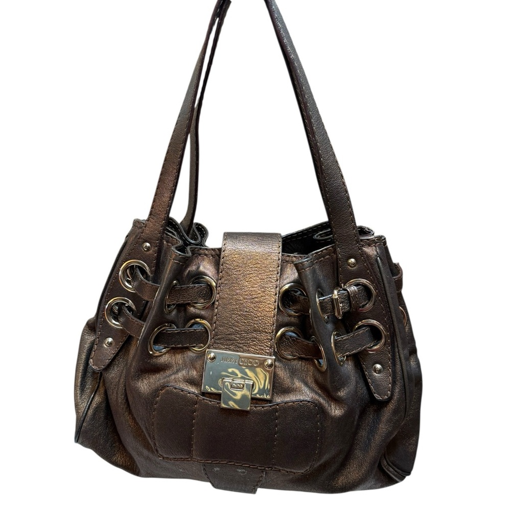 Jimmy Choo Metallic Leather Slouchy Shoulder Bag-see callouts